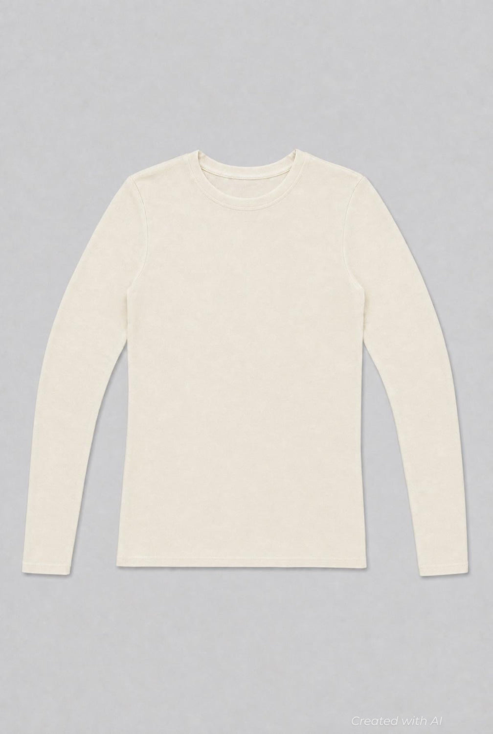 Long Sleeve Crew Neck Tee - Ivory - T-shirt