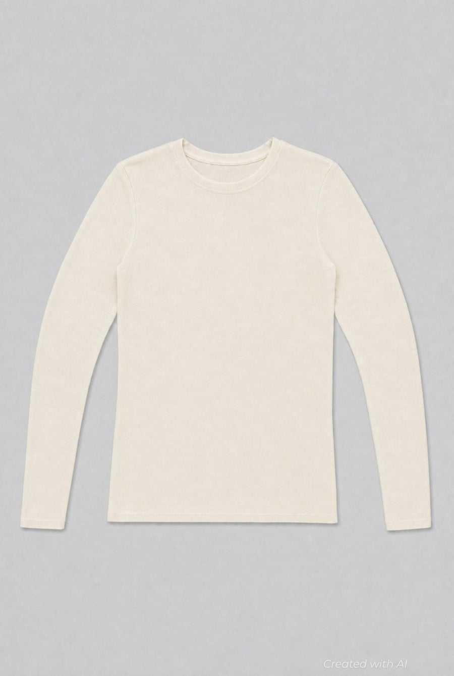 Long Sleeve Crew Neck Tee - Ivory - T-shirt