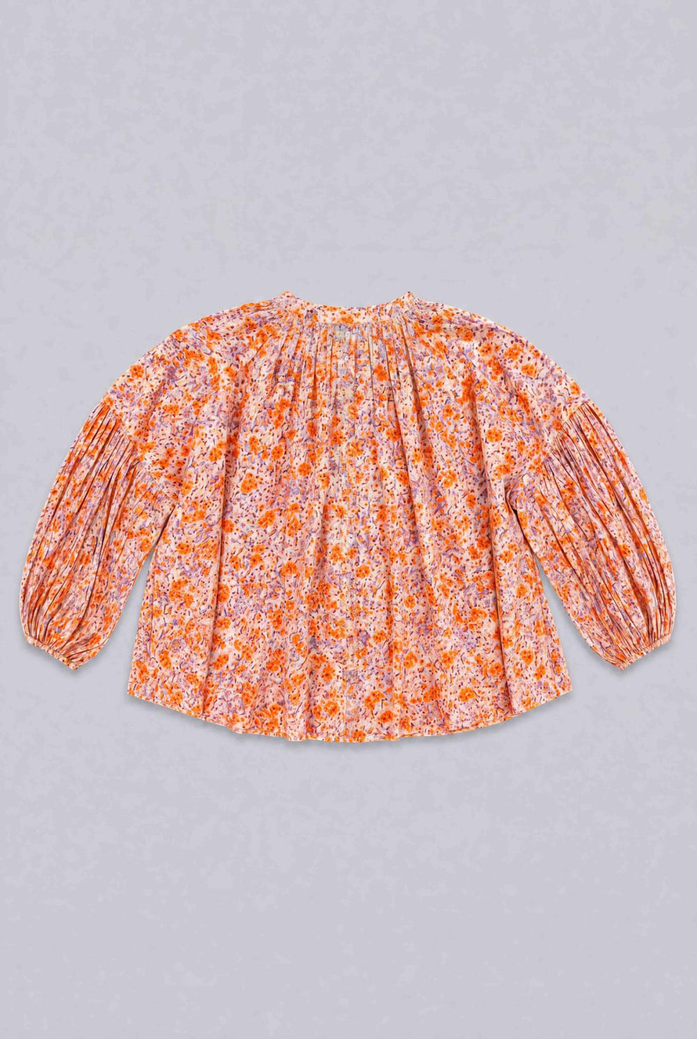 Long Sleeve Flowy Button Up - Orange Combo - Blouse