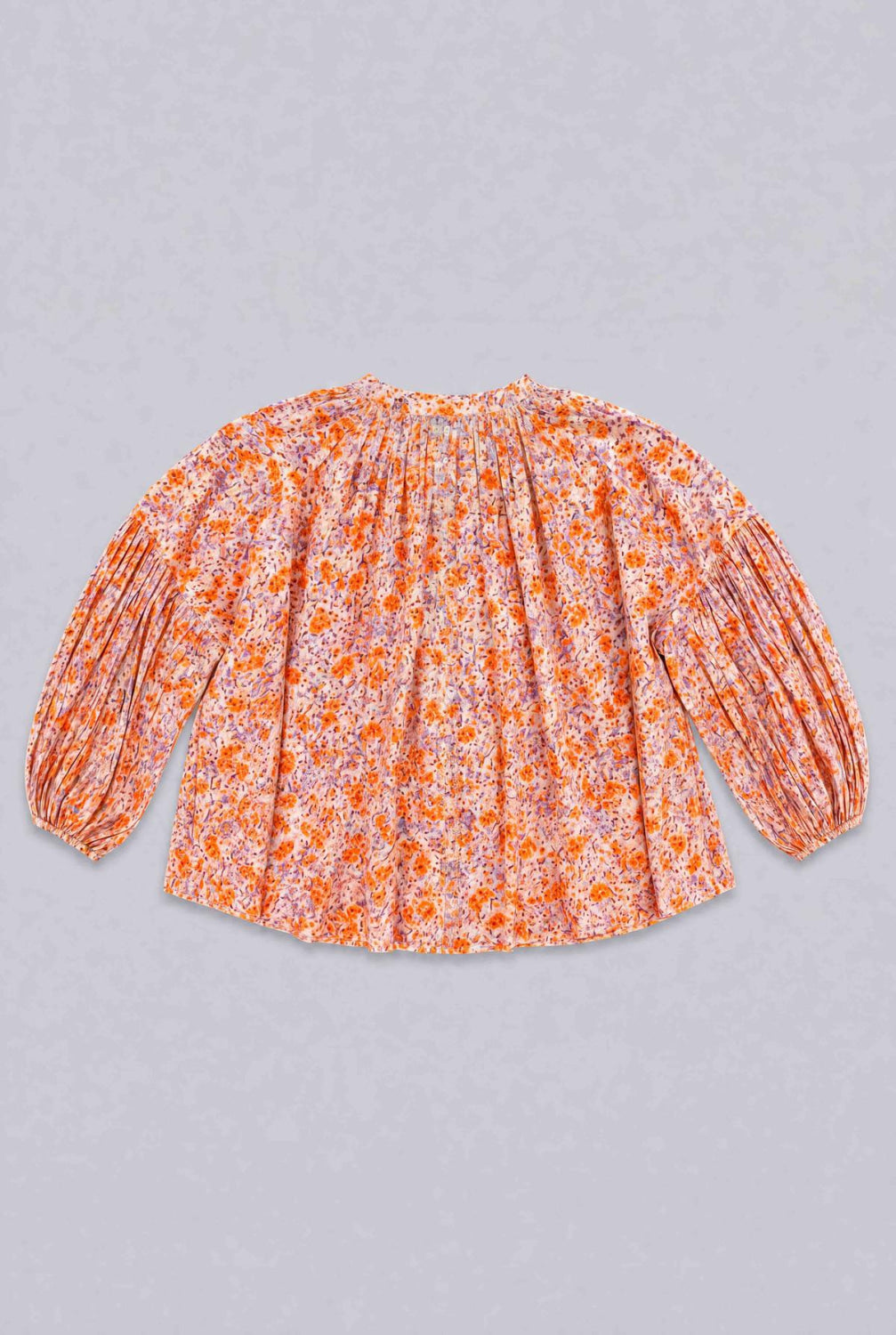 Long Sleeve Flowy Button Up - Orange Combo - Blouse