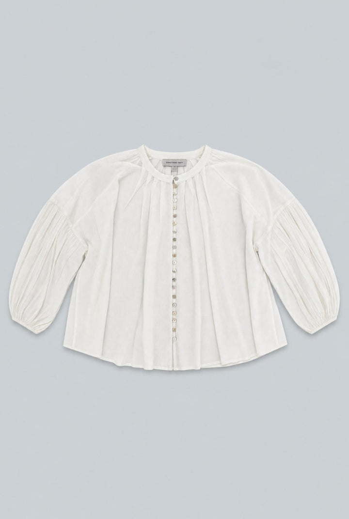 Long Sleeve Flowy Button Up - White - Button Down Shirt