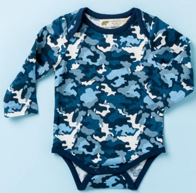 Long Sleeve Jack + Jill Bodysuit - Camo Blue - Bodysuit