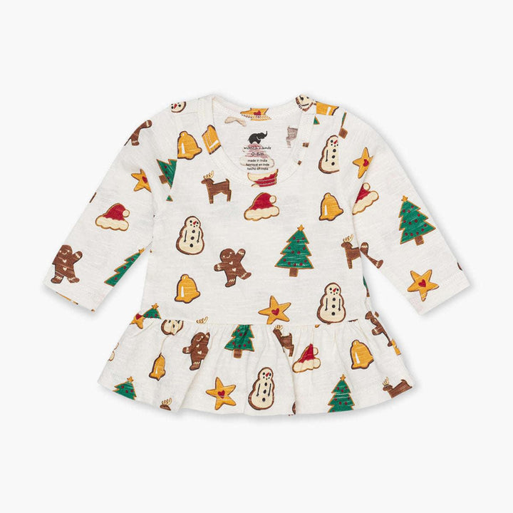 Long Sleeve Peplum Tee - Holiday Cookies - T-shirt