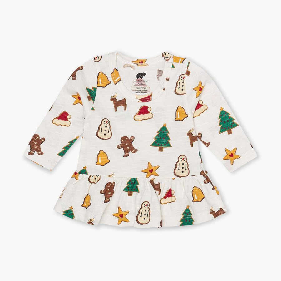 Long Sleeve Peplum Tee - Holiday Cookies - T-shirt