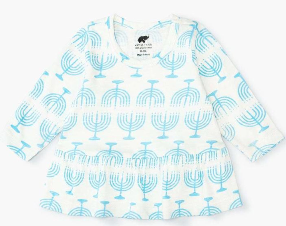 Long Sleeve Peplum Tee - Light the Menorah - T-shirt