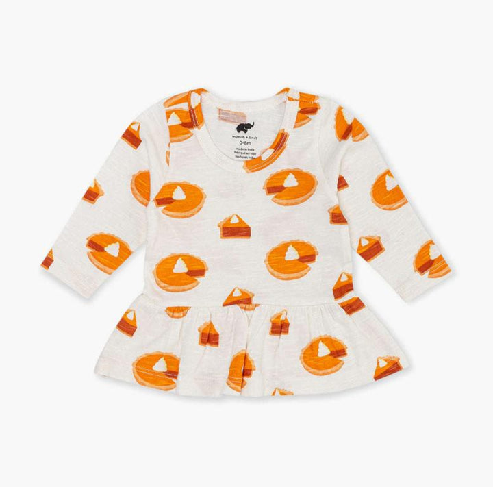 Long Sleeve Peplum Tee - Pumpkin Pie - 2T - T-shirt