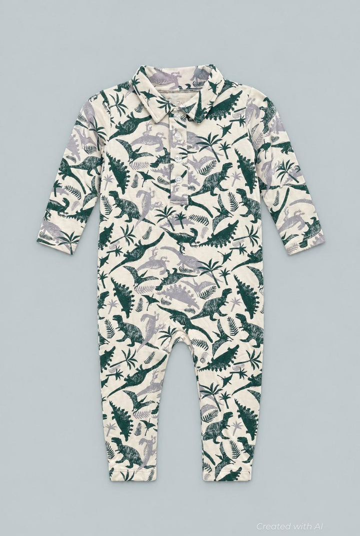 Long Sleeve Polo Romper - Benny Boy - Romper