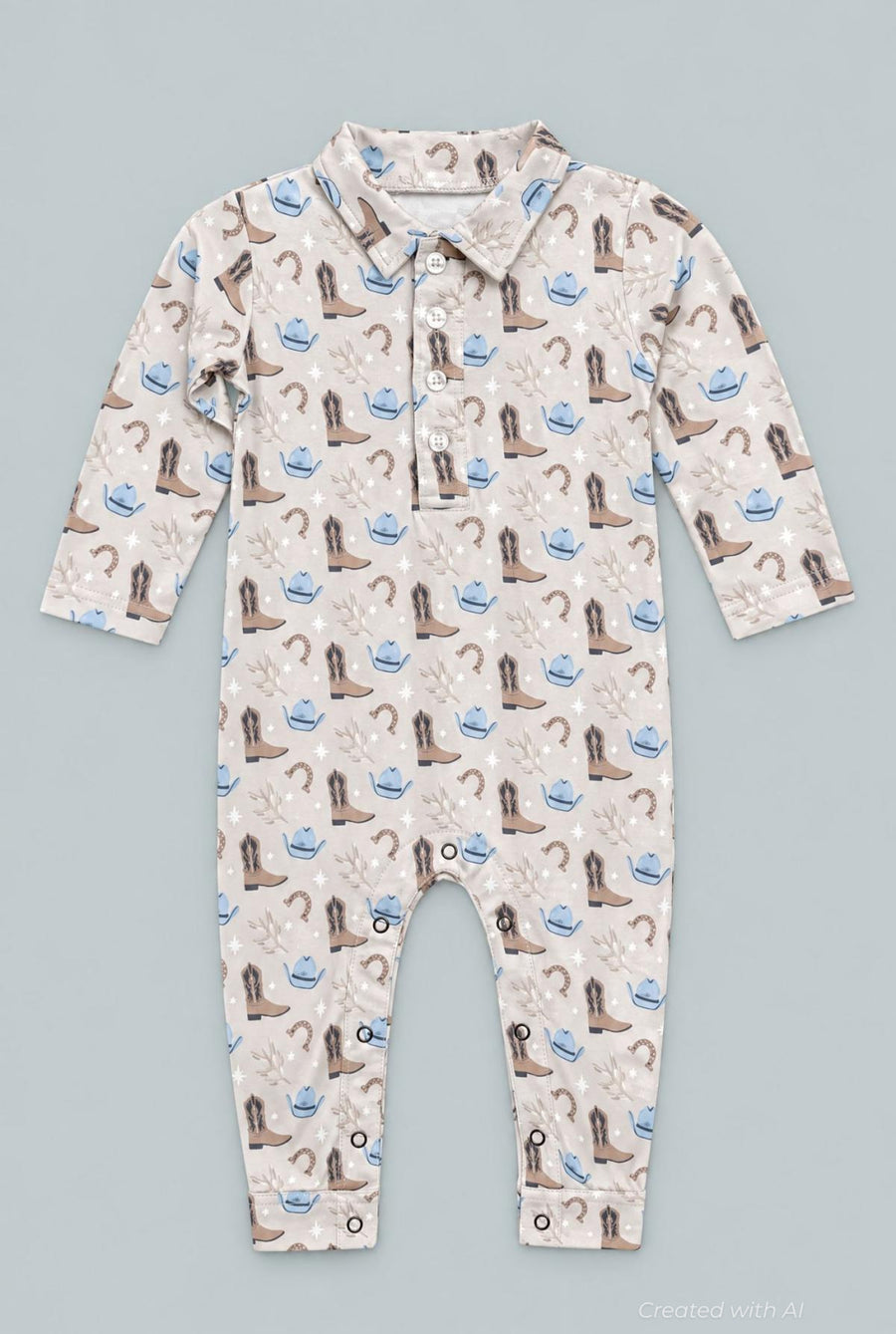 Long Sleeve Polo Romper - Blake - Romper