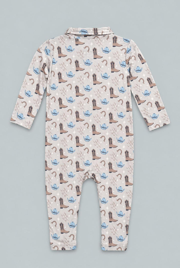 Long Sleeve Polo Romper - Blake - Romper