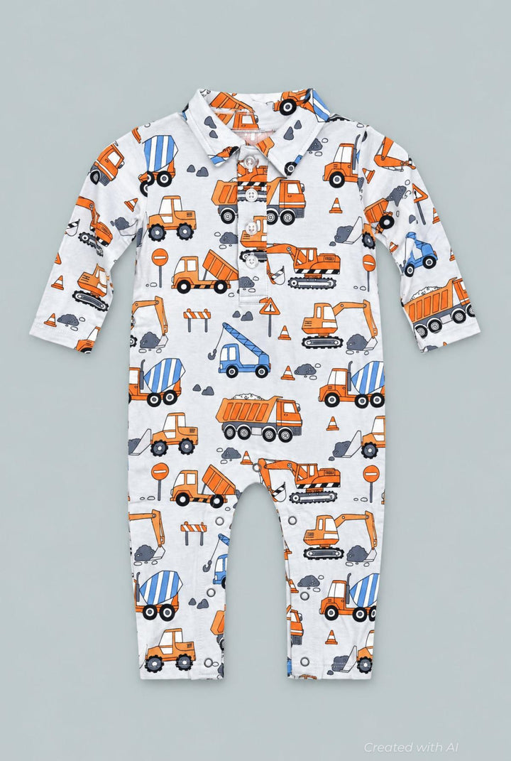 Long Sleeve Polo Romper - Uncle Kev - Romper