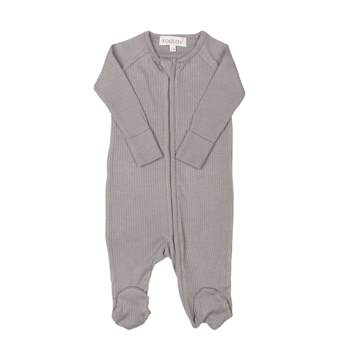 Long Sleeve Romper with Feet - Fog