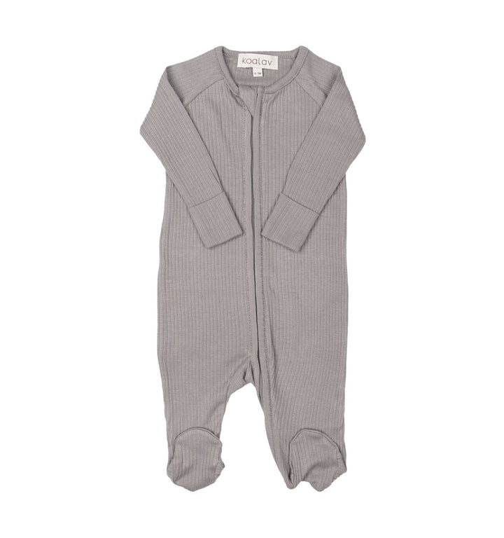 Long Sleeve Romper with Feet - Fog