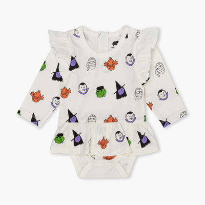 Long Sleeve Ruffle All Dressed Up Bodysuit - Spooky Squad - 3-6m - Bodysuit