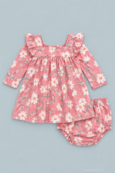 Long Sleeve Ruffle Dress With Bloomer - Daisy - Dresses