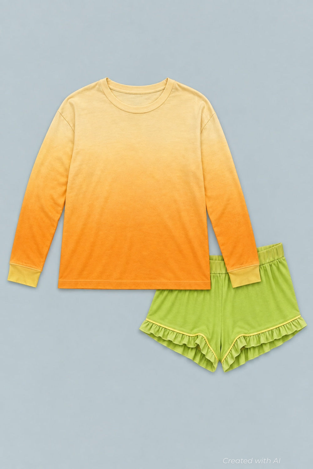Long Sleeve Sleep Set - Orange Combo - Pajamas