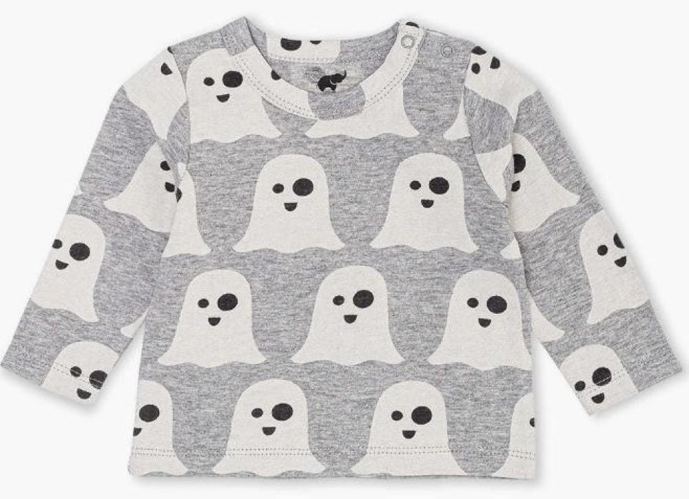 Long Sleeve Slub Jersey Crewneck Tee - Halloween Ghost - 12-18m - T-shirt