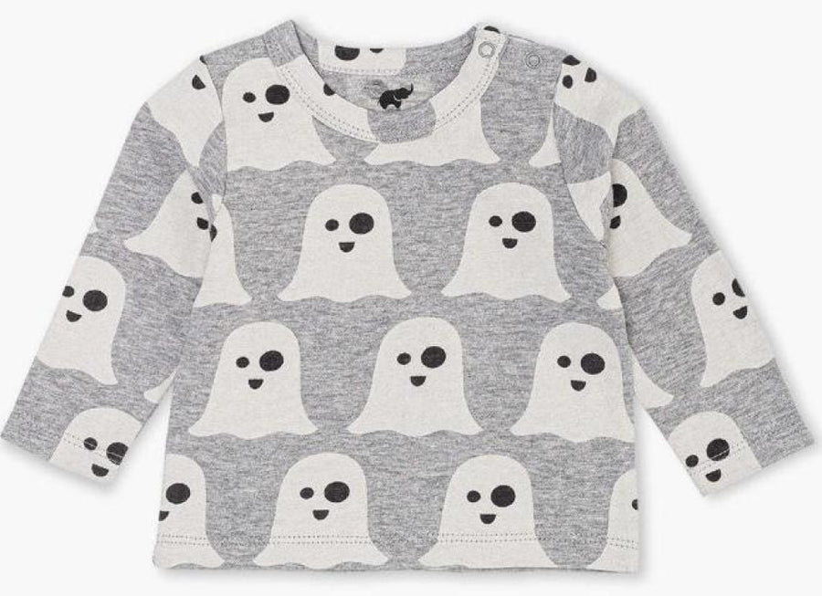 Long Sleeve Slub Jersey Crewneck Tee - Halloween Ghost - 12-18m - T-shirt