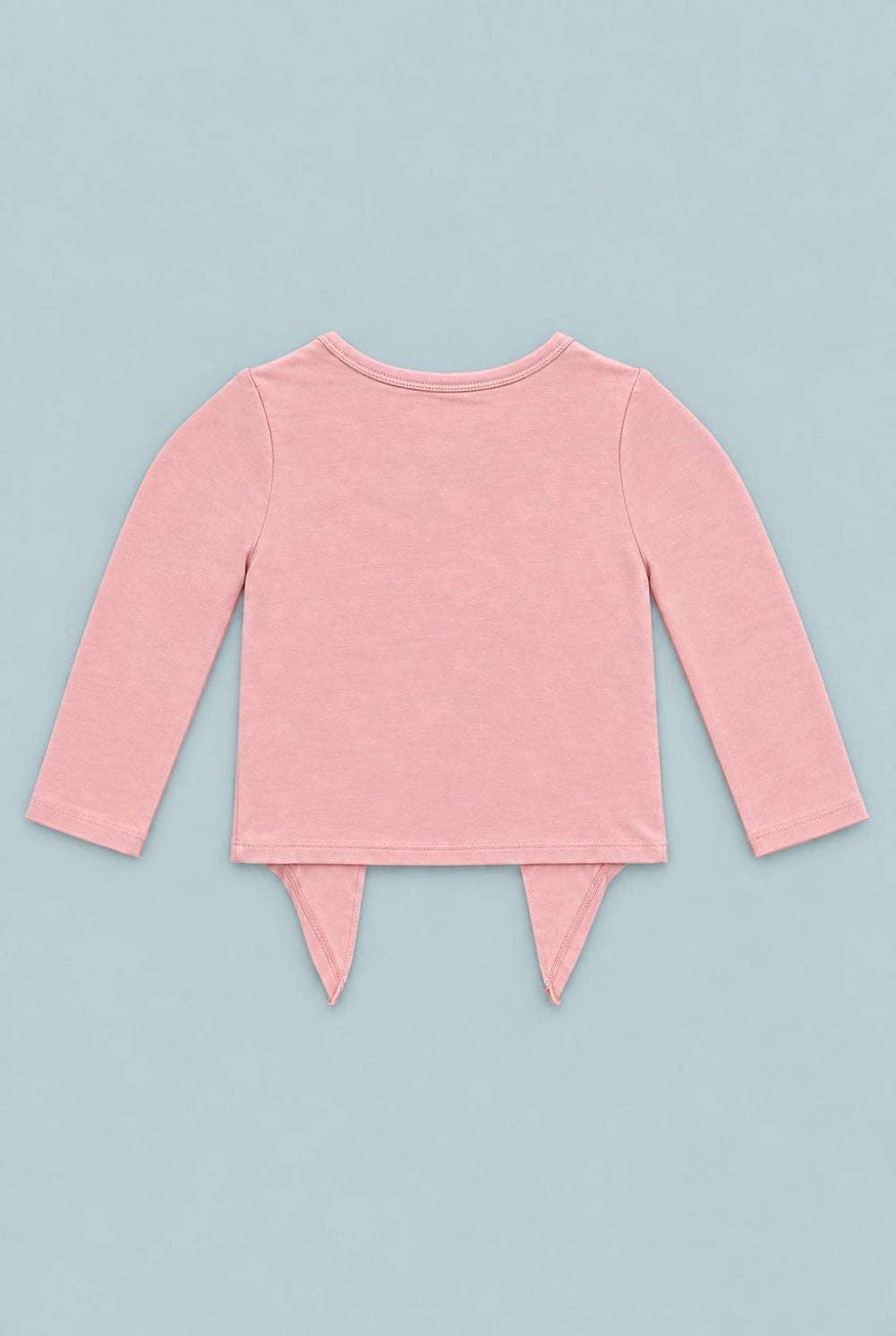 Long Sleeve Tie Top - Pink Suede - Shirt