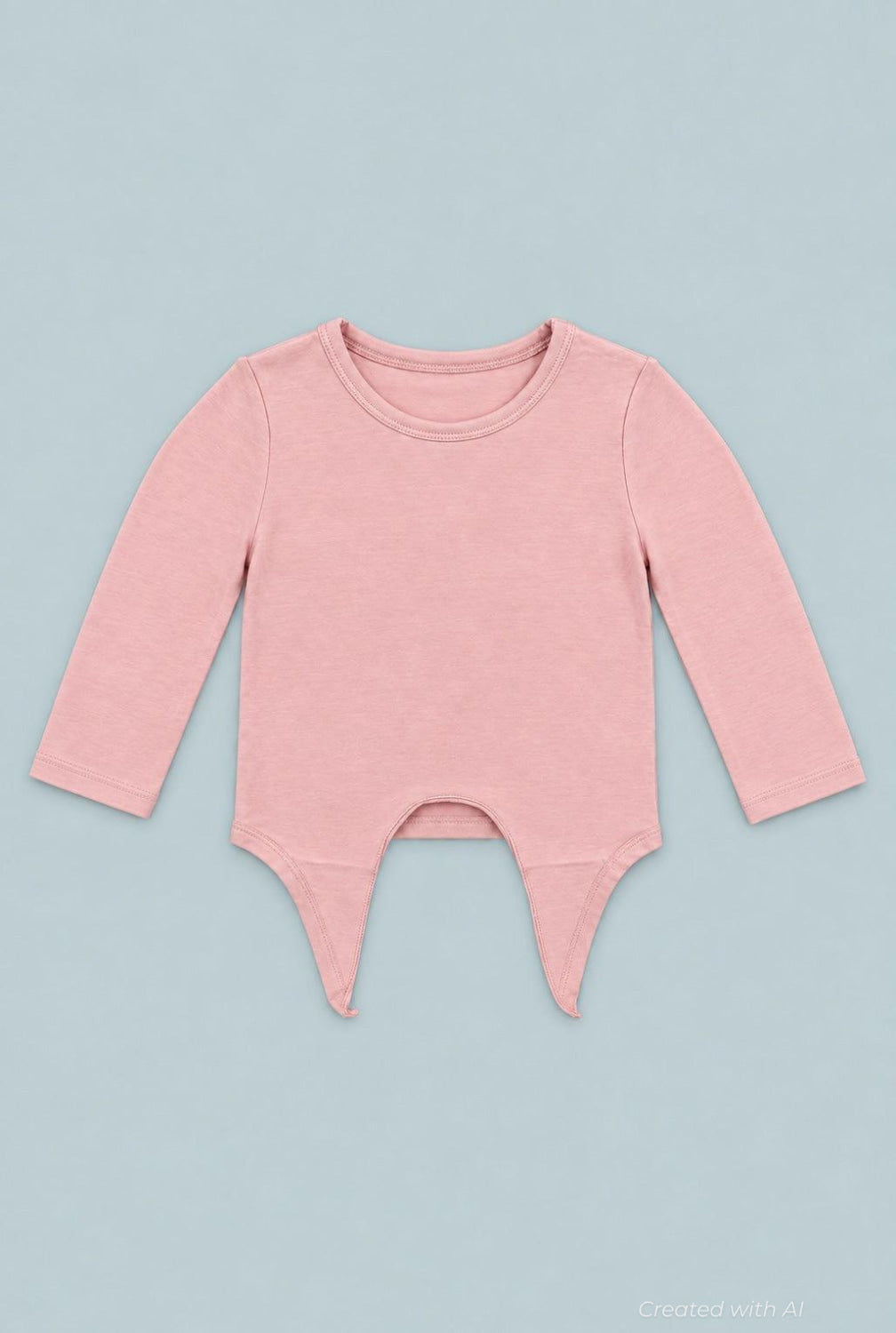 Long Sleeve Tie Top - Pink Suede - Shirt