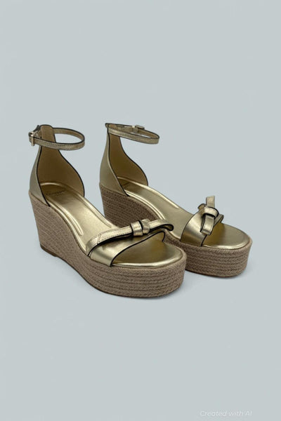 Loop Espadrille Wedge Sandals - Pale Gold - 7.5 - Espadrille