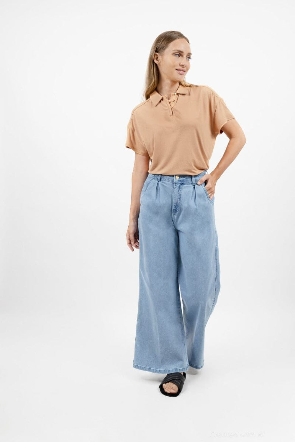 Los Angeles Wide Leg Jeans - Sky - Jeans