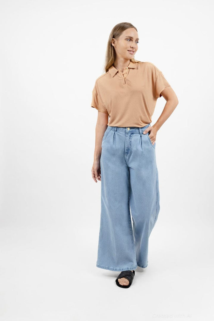Los Angeles Wide Leg Jeans - Sky - Jeans