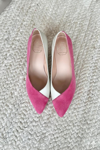 Lou Colorblock Pump - Fandango Pink Suede + White Leather - Heels