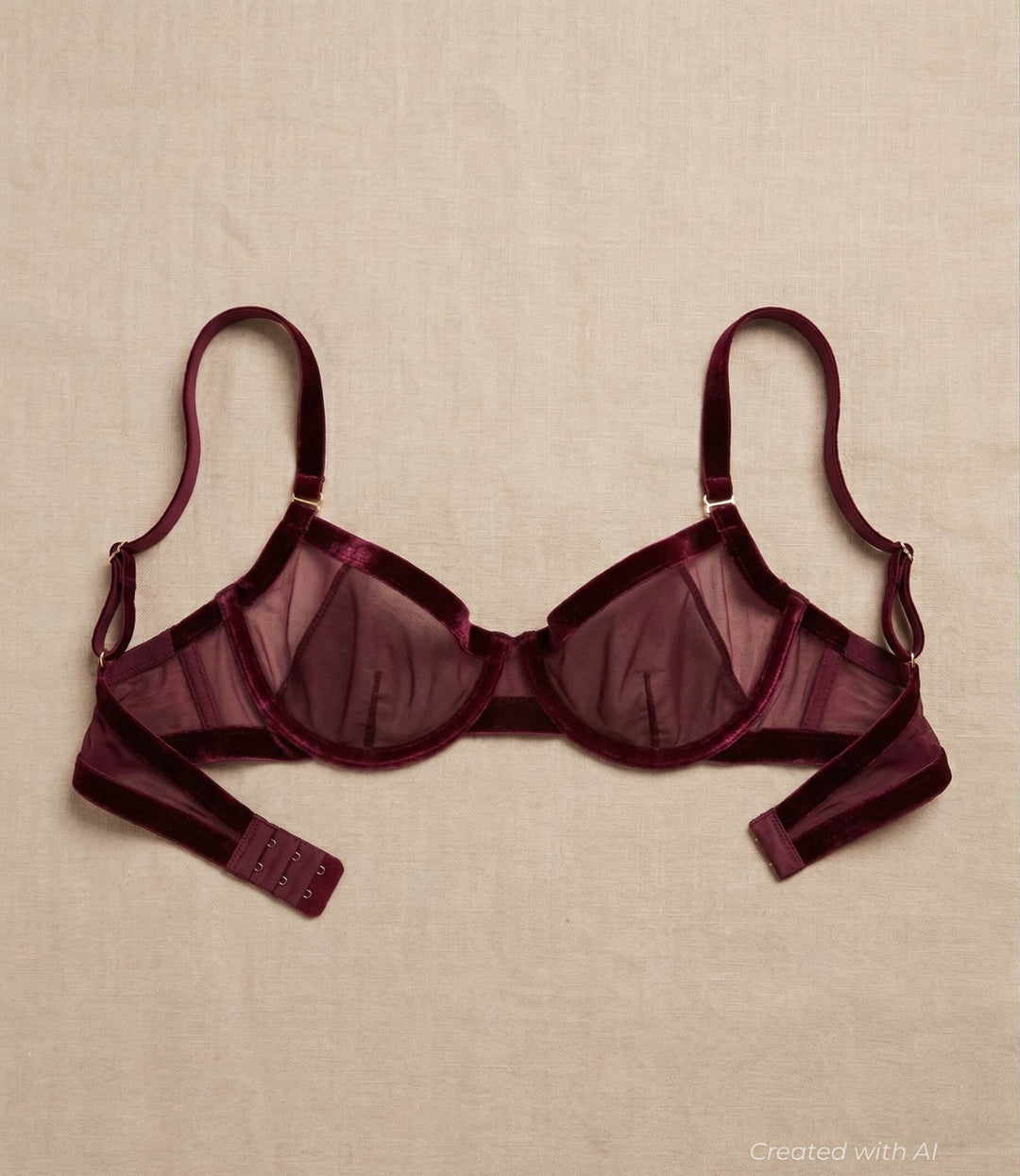 Loud & Proud Demi Bra - Burgundy & Sheer - Bra