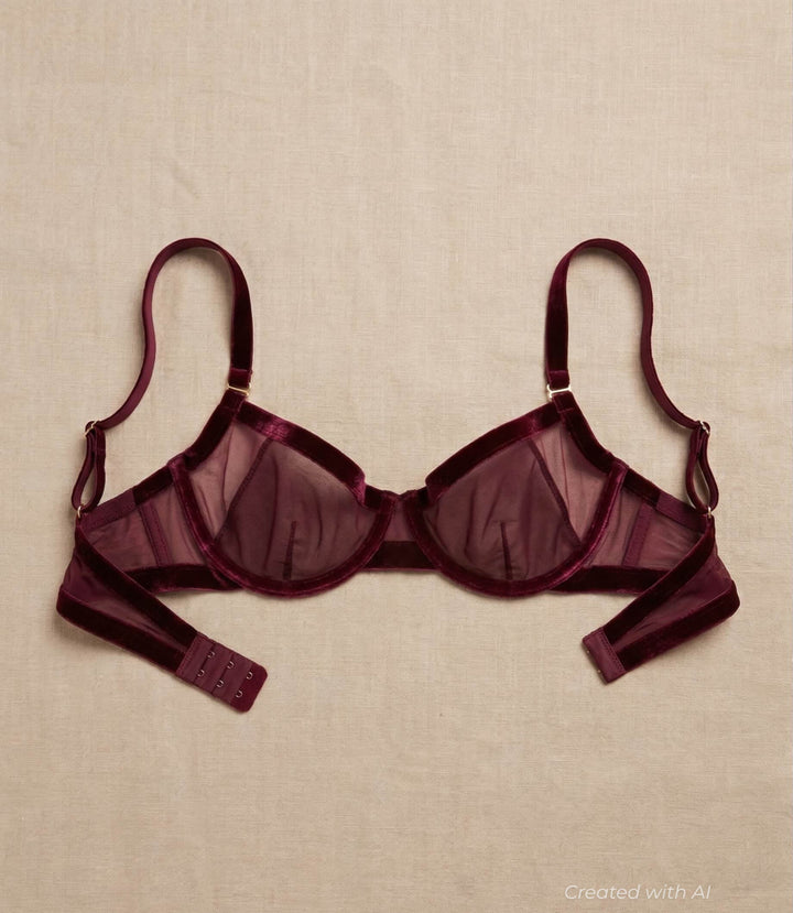Loud & Proud Demi Bra - Burgundy & Sheer - Bra