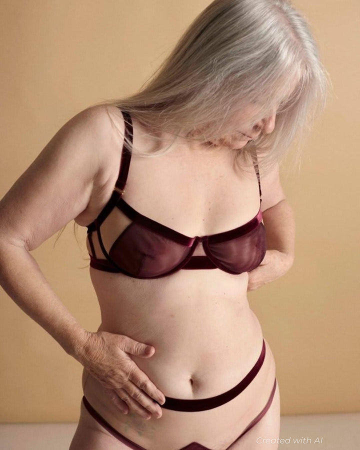 Loud & Proud Demi Bra - Burgundy & Sheer - Bra