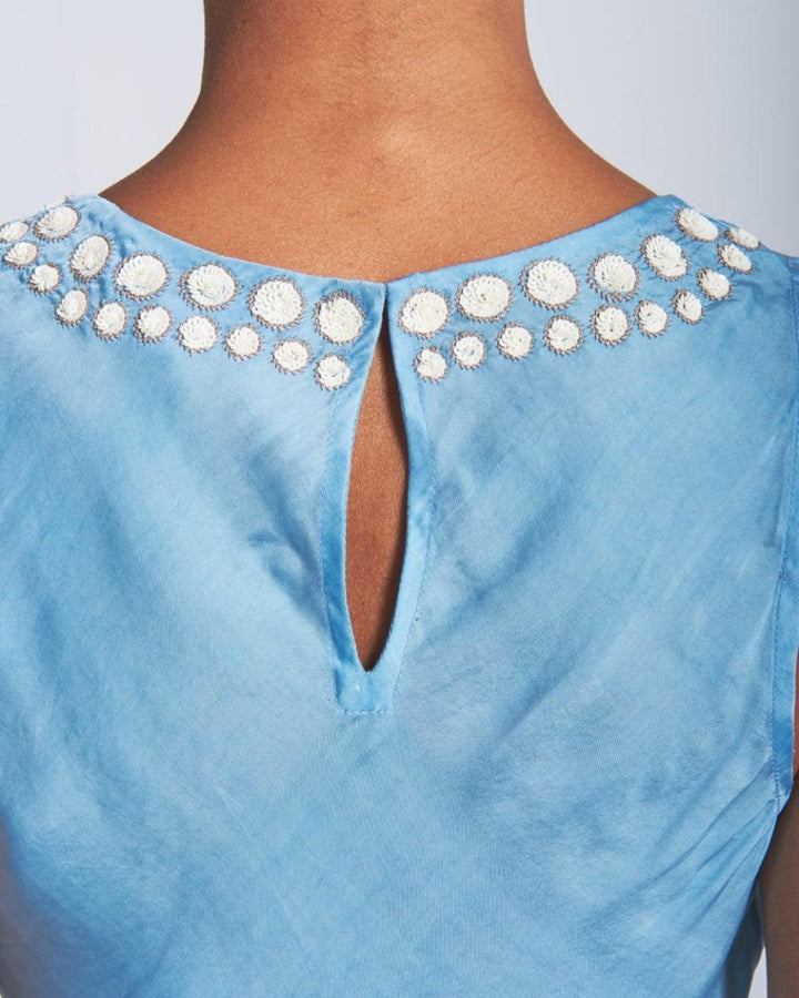 Louise Top - Baltic Sea Blue/White - S - Tank Top