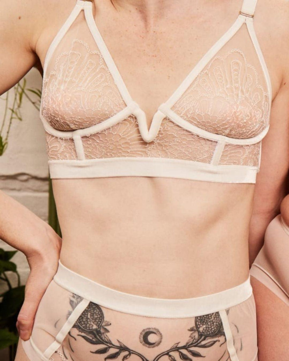 Love Doesn’t Need Approval Longline Triangle Bra - Ivory - Bra
