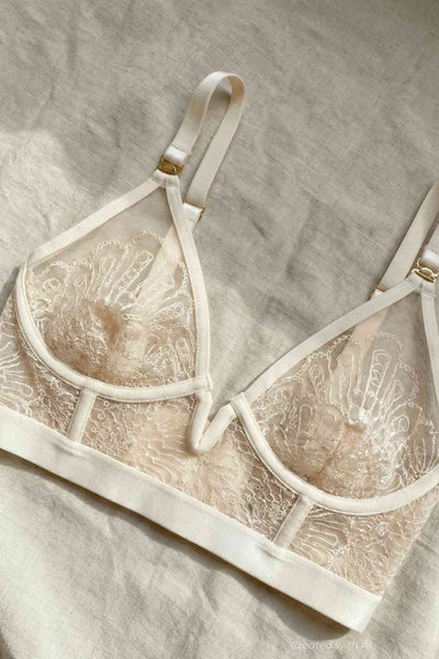 Love Doesn’t Need Approval Longline Triangle Bra - Ivory - Bra