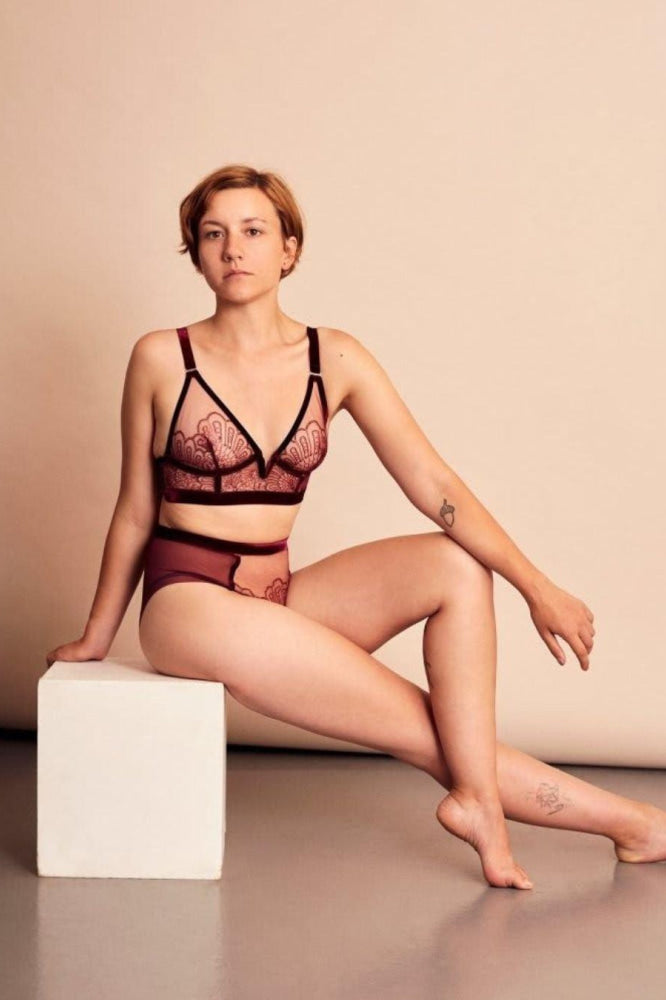Love Stands Up For What’s Right Longline Triangle Bra - Burgundy - Bra
