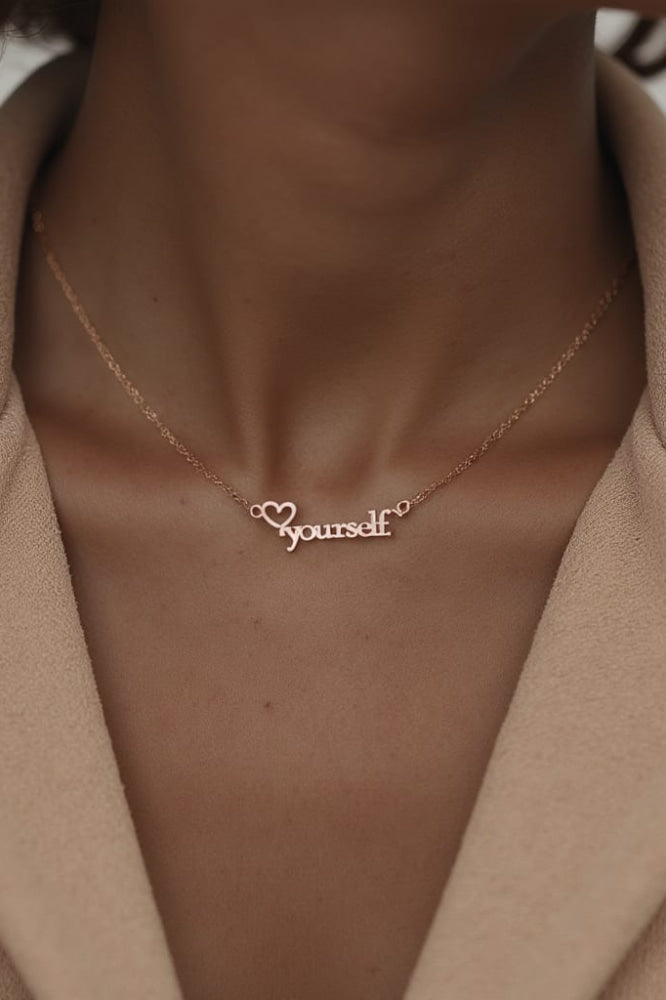 Love Yourself Necklace - Rose Gold - One Size - Necklace