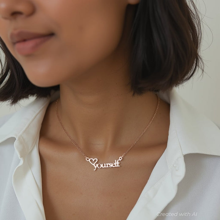 Love Yourself Necklace - Rose Gold - One Size - Necklace