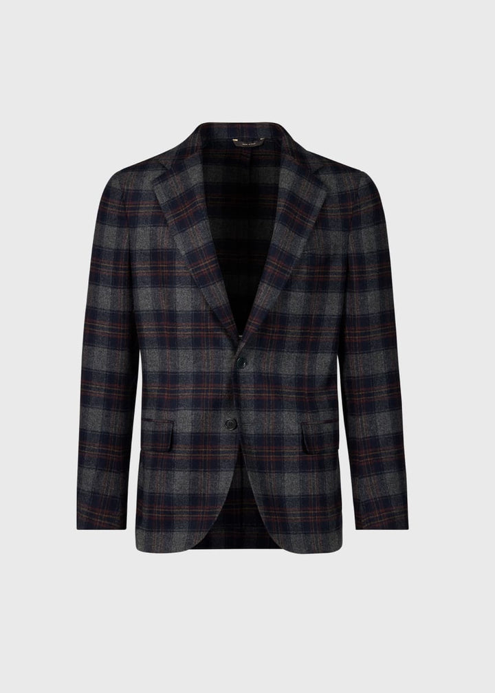 Wool & Cashmere Plaid Jacket - Grey/Navy