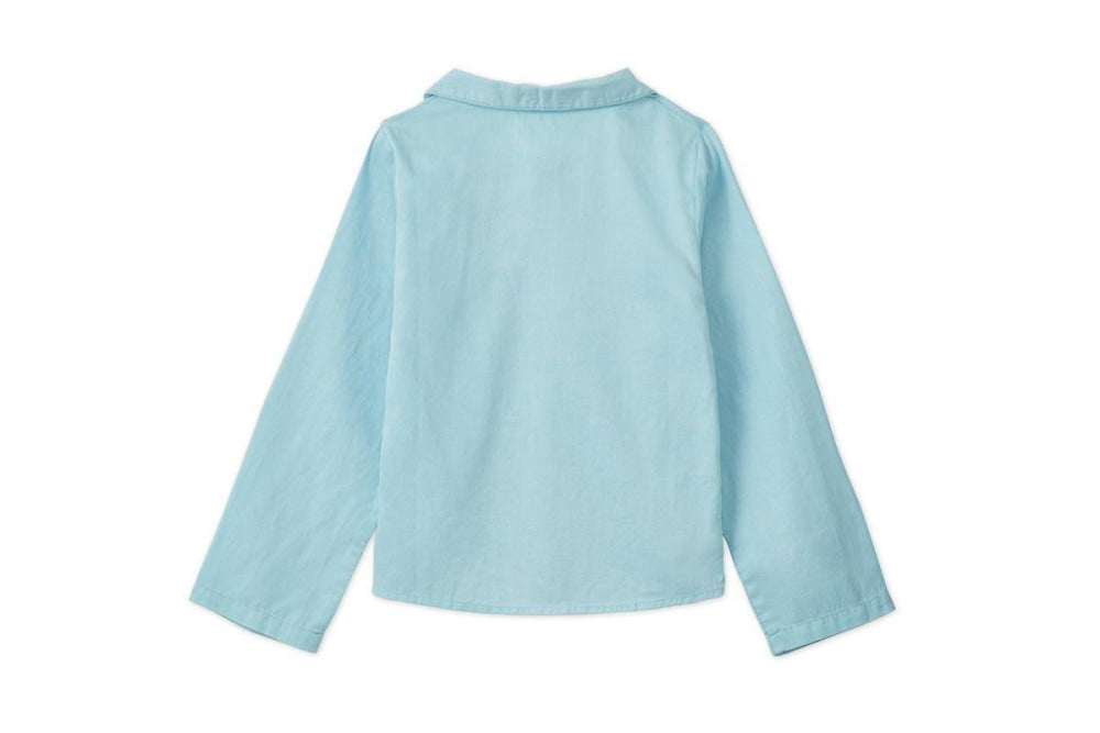 Ls Organic Cotton Woven Peter Pan Collared Shirt - Sky Blue - Collared Shirt