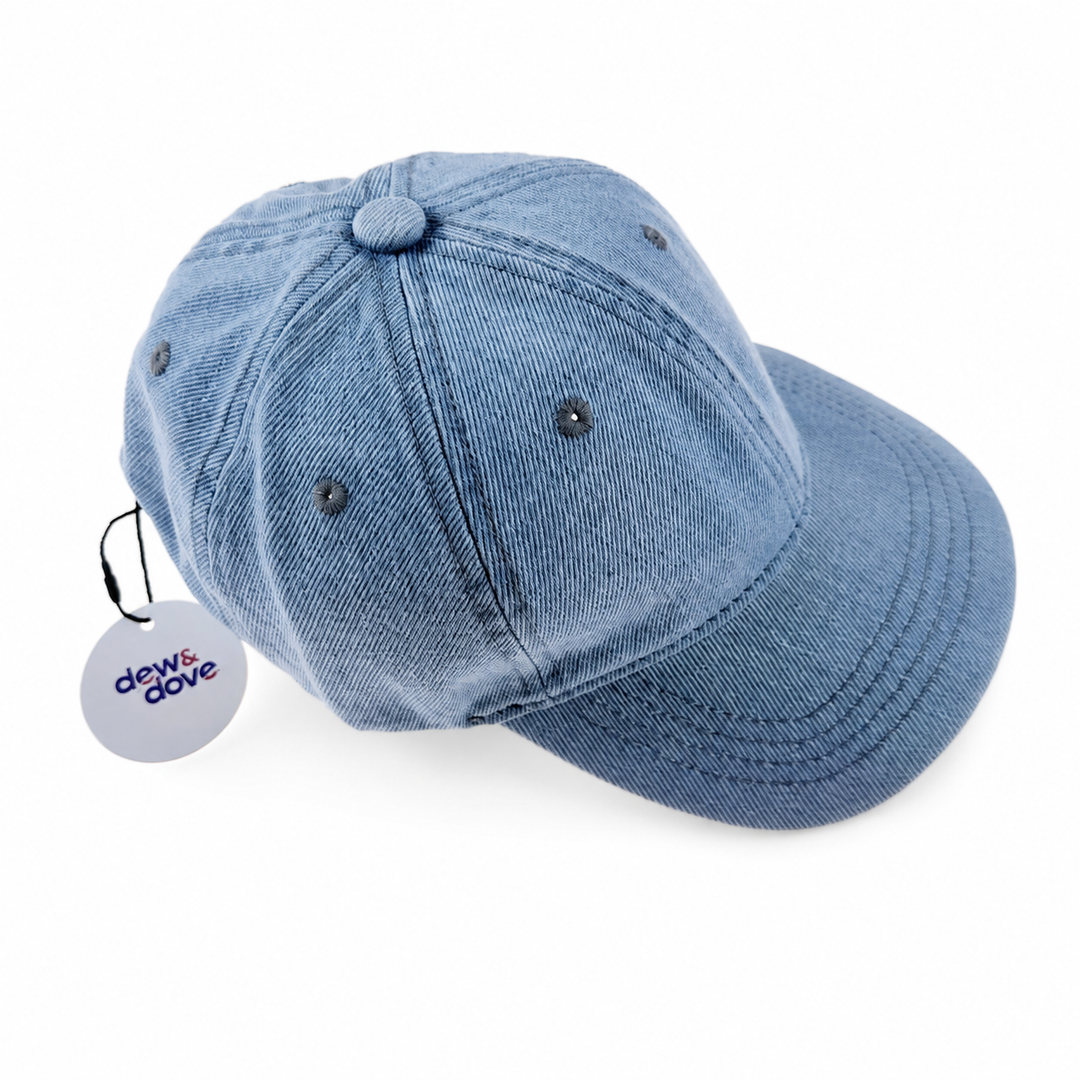 Vintage Wash Denim Baseball Cap for Older Kids
