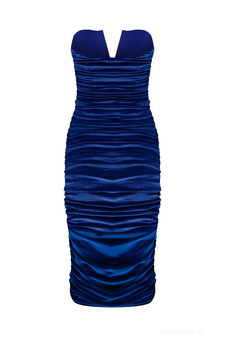 Luce Velvet Midi Dress - Blue - M - Dresses