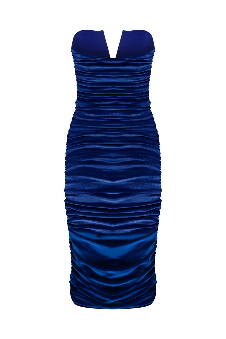 Luce Velvet Midi Dress - Blue - M - Dresses