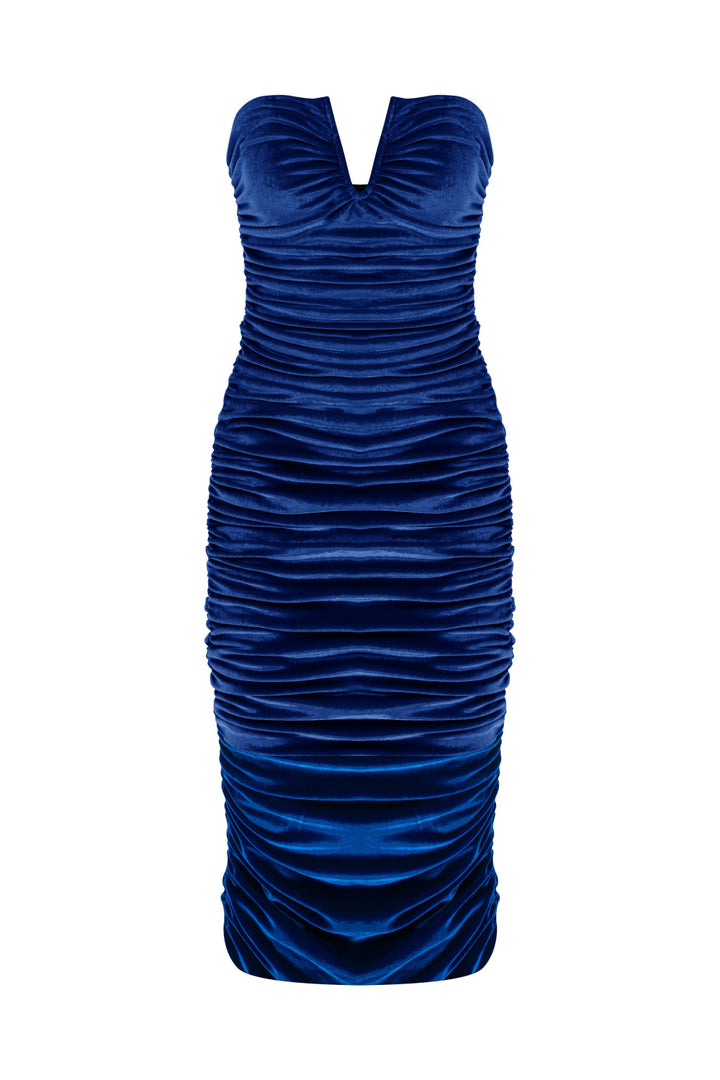 Luce Velvet Midi Dress - Blue - M - Dresses