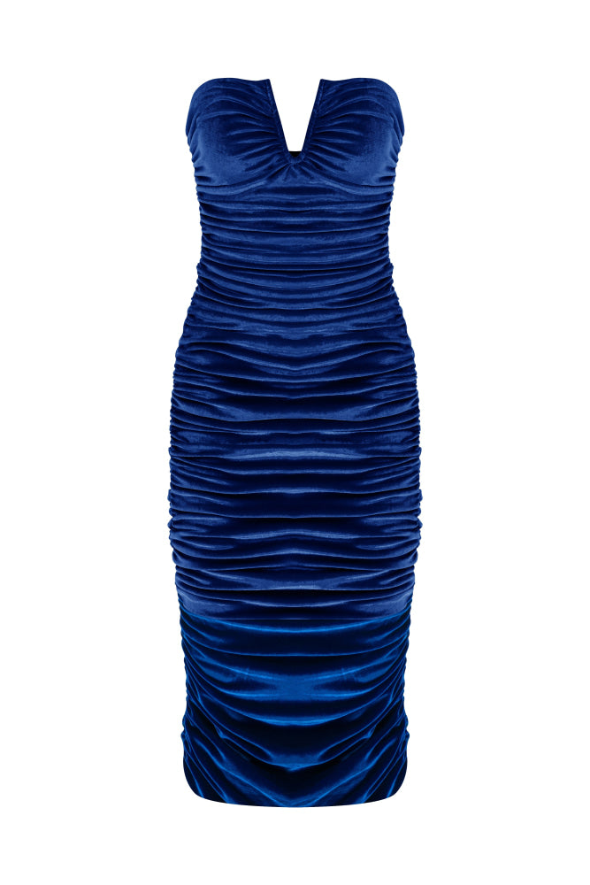 Luce Velvet Midi Dress - Blue - M - Dresses