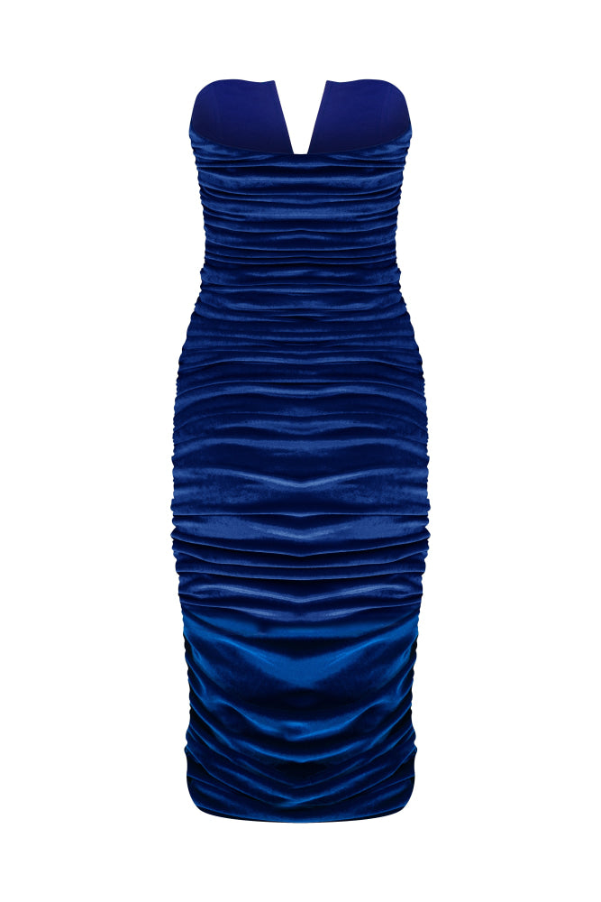 Luce Velvet Midi Dress - Blue - M - Dresses