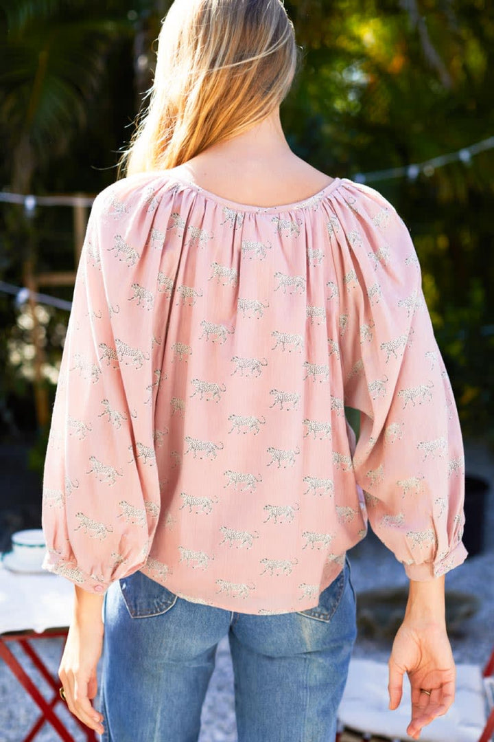 Lucy Blouse - Rose Tan Cheetah Organic - Blouse