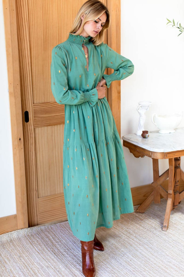 Lucybella Maxi Dress - Gold Leaf Kasmir - Dresses