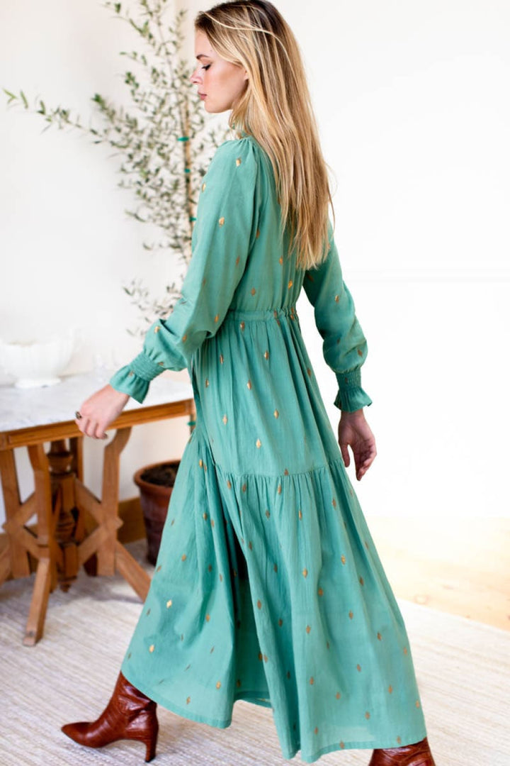 Lucybella Maxi Dress - Gold Leaf Kasmir - Dresses
