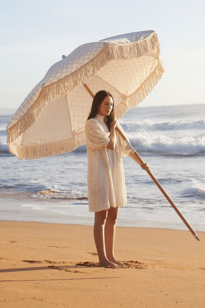 Lulu Cotton Broderie Dress - White - Dresses