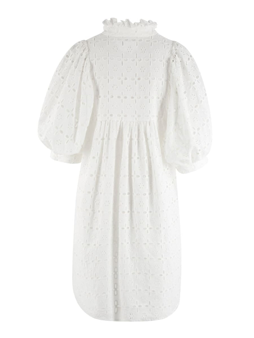 Lulu Cotton Broderie Dress - White - Dresses