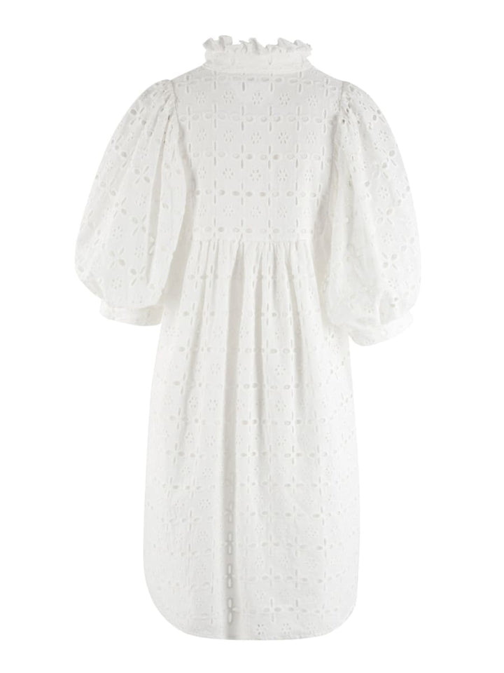 Lulu Cotton Broderie Dress - White - Dresses